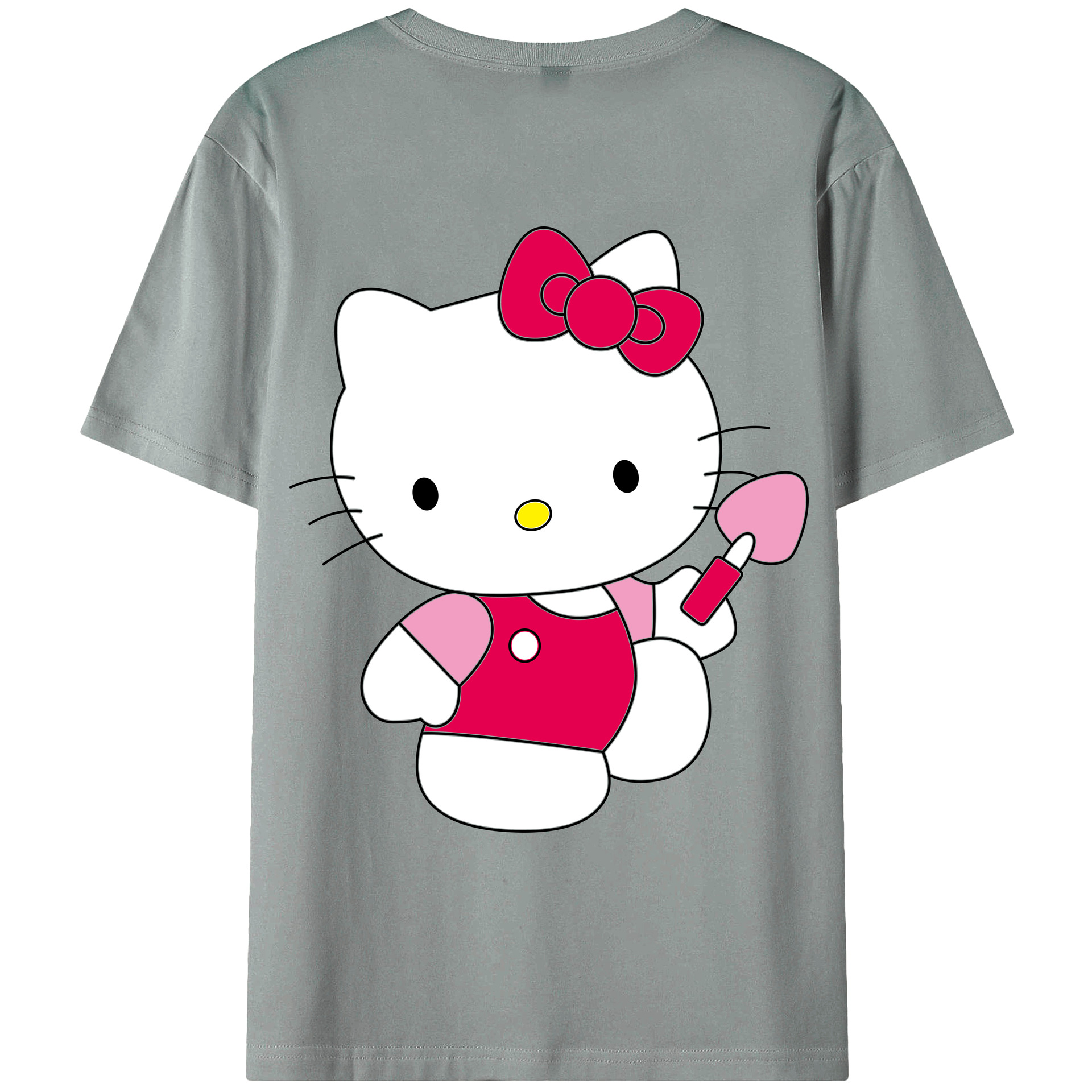 （画像用） Hello Kitty ハローキティ 綿100％ メンズ半袖Tシャツ（バックプリント） 通気性